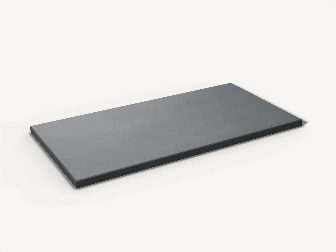 Render of a slate hearth, 1000 by 500 by 30 mm, with pencil-round top edges on the front and both ends